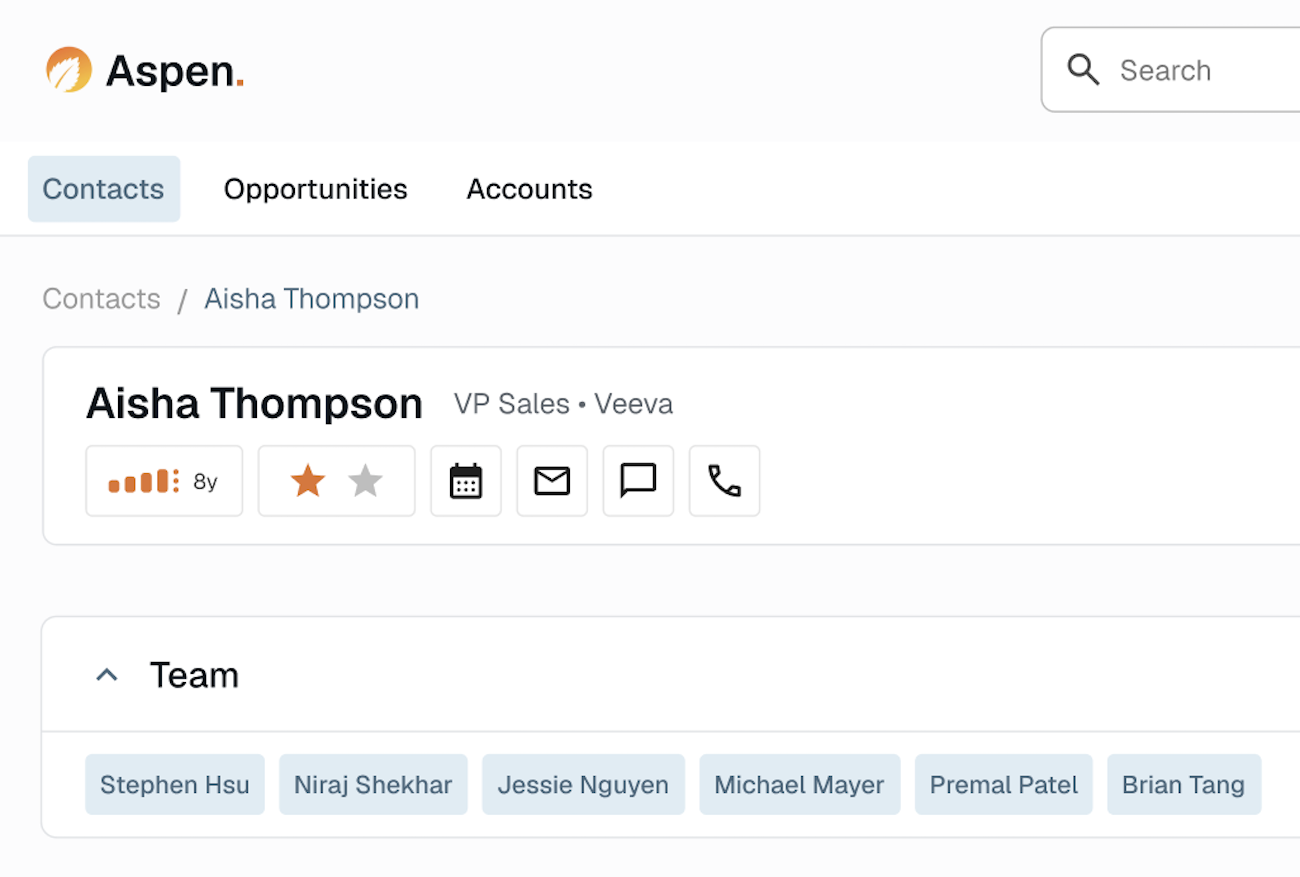 Aspen CRM interface